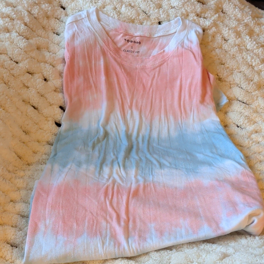 Torrid Pink and Blue Tie-Dye Tee